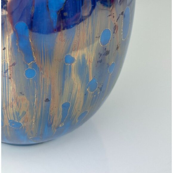 Vintage Tanaka Blue & Purple Iridescent Ceramic Pottery Vase Shiny READ - Picture 14 of 14